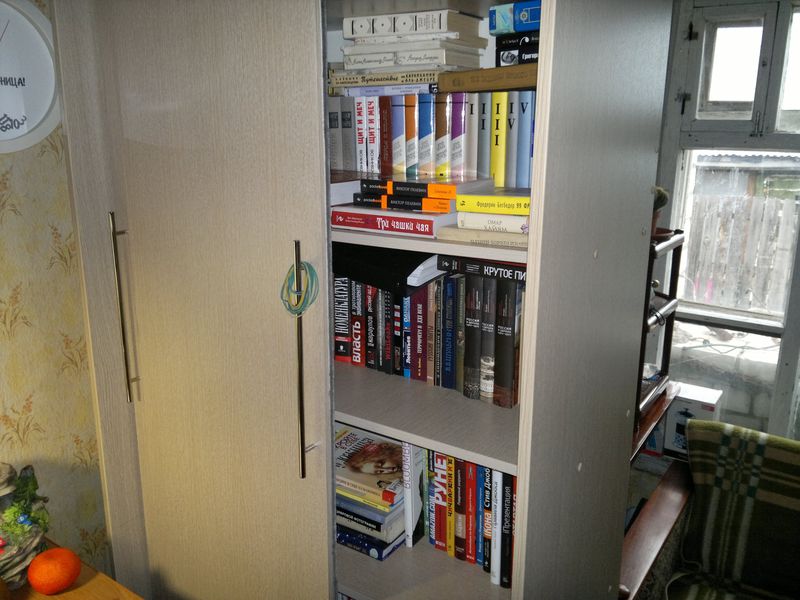 книжный шкаф с книгами
